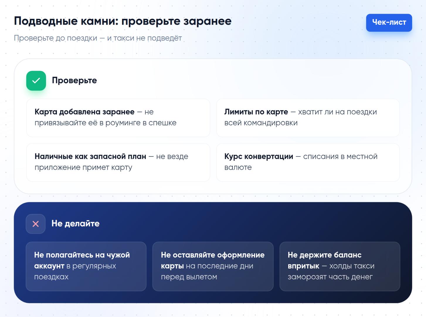 Чек-лист перед поездкой: что проверить заранее (вход в аккаунт, SMS-подтверждение, холд на карте) и чего не делать