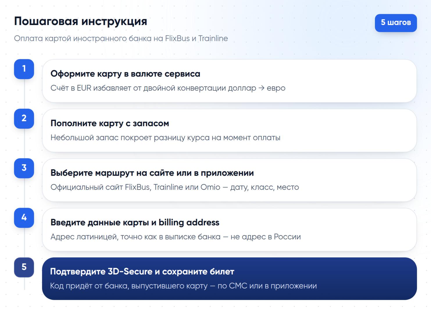 Пошаговая инструкция оплаты билета FlixBus и Trainline картой иностранного банка