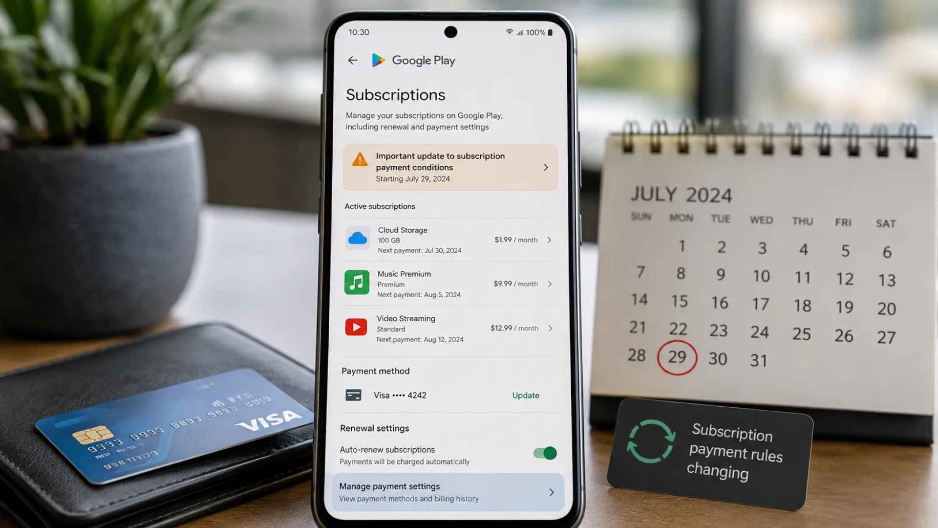 Google Play с 29 июля меняет условия оплаты подписок