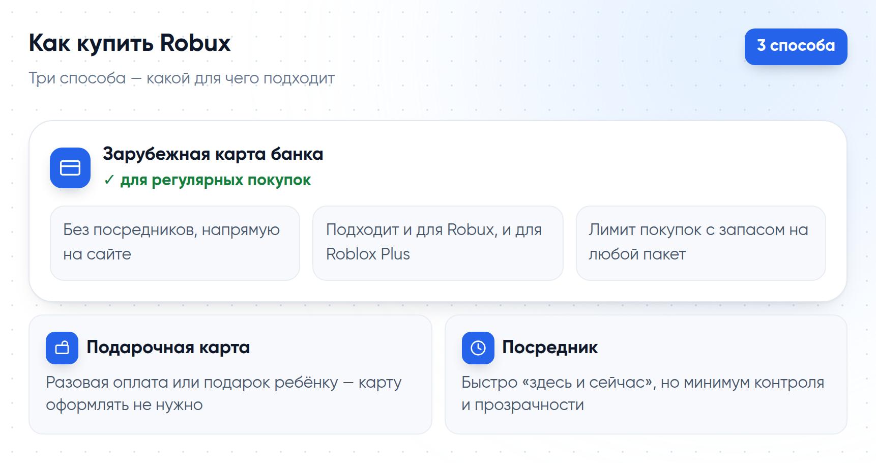 Три способа купить Robux из России: карта, подарочная карта, посредник