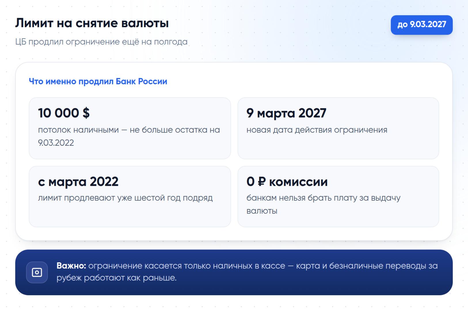 Ключевые цифры продления лимита на снятие наличной валюты Банком России