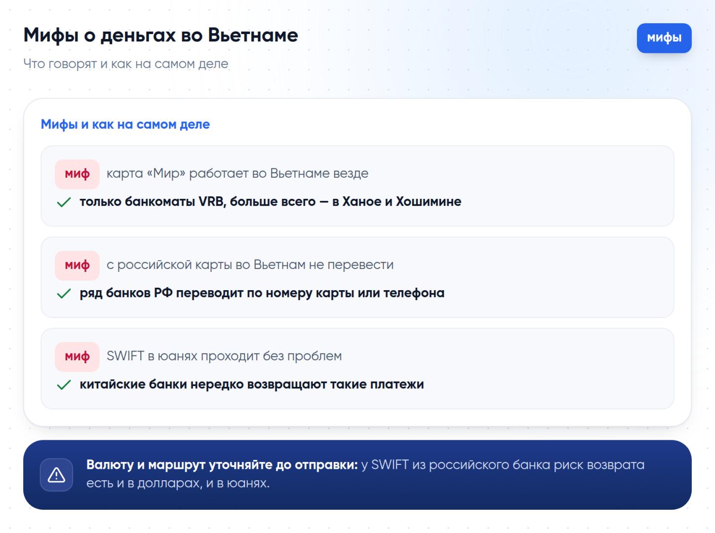 Мифы о деньгах во Вьетнаме и как на самом деле: карта «Мир», прямые переводы из российских банков и SWIFT в юанях