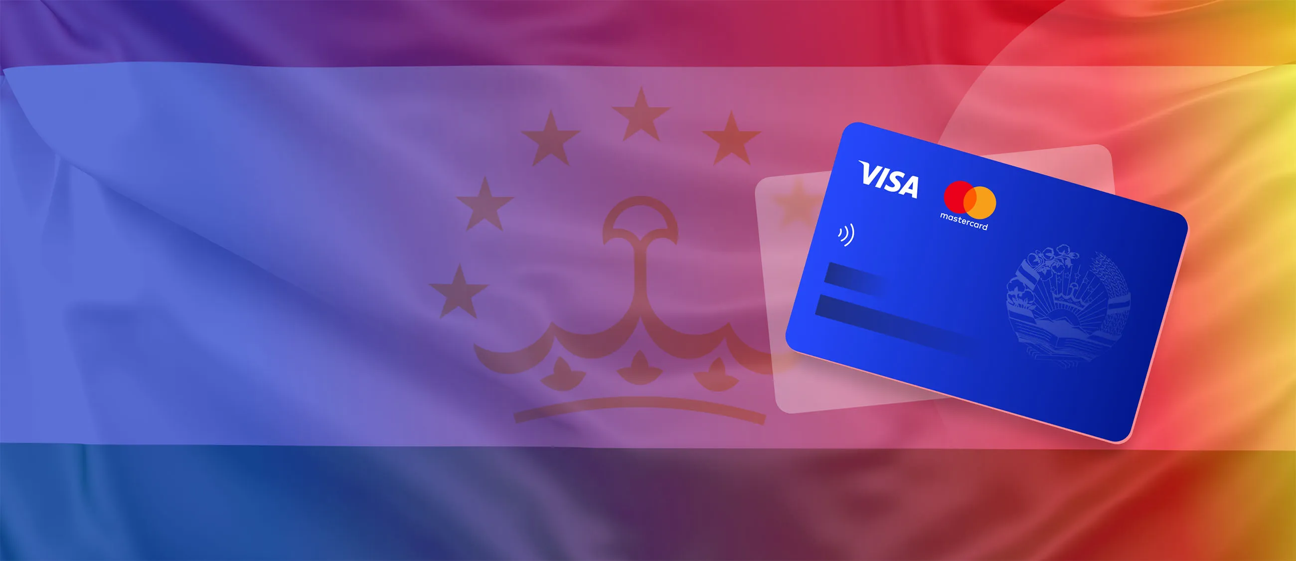Карта Visa на фоне флага Таджикистана